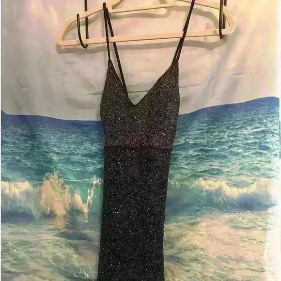 BLUE Lovely Day Sparkly Tight Spaghetti Strap Dress - Picture 1 of 15